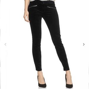 Gap Always Skinny navy velvet pants, gold zippers